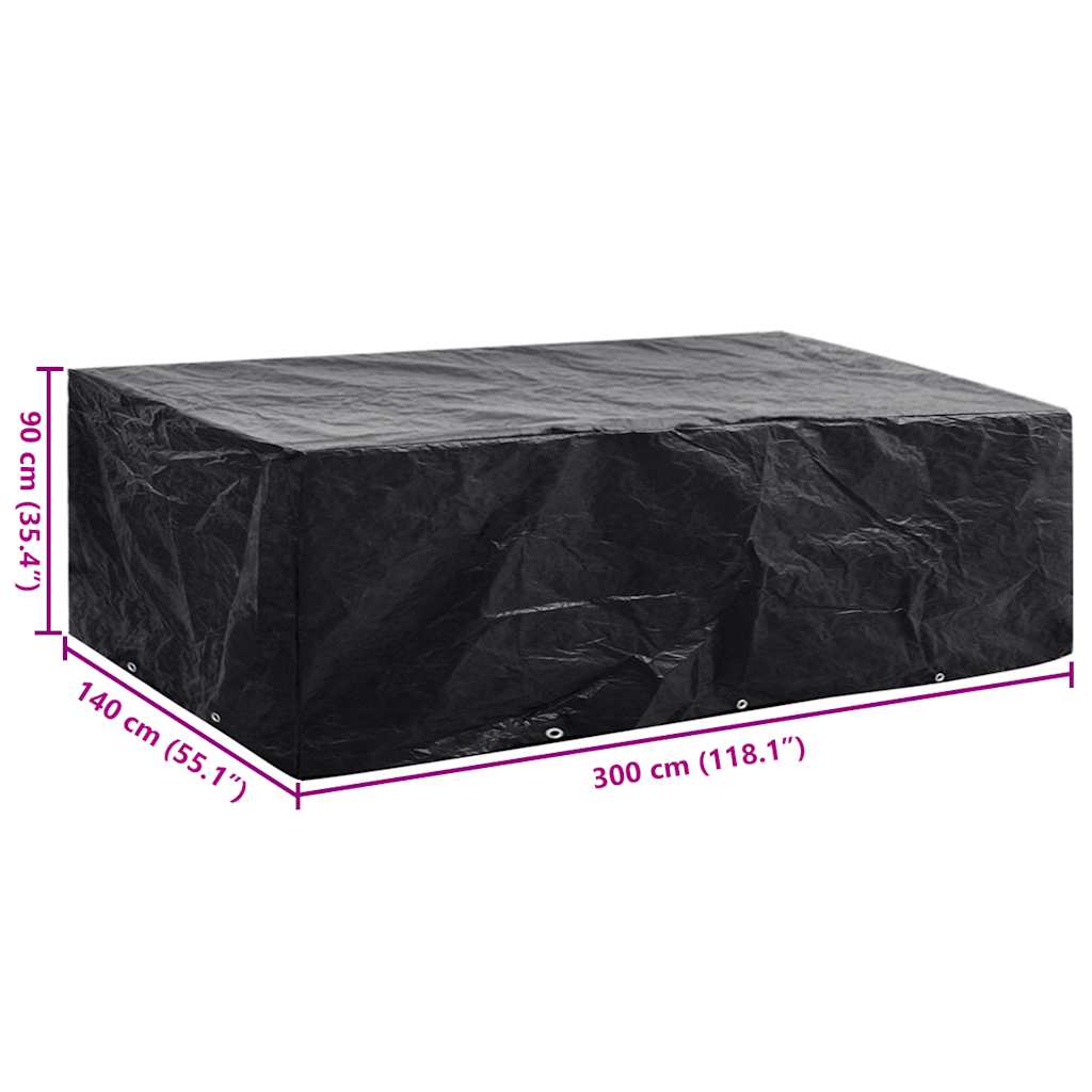 Garden Furniture Cover 8 Person Poly Rattan Set 10 Eyelets 300x140cm