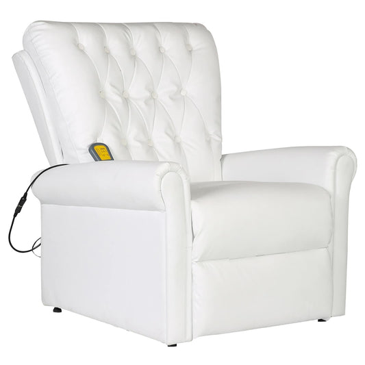 Electric Massaging Chair Cream white 78 x 148 x 71 cm