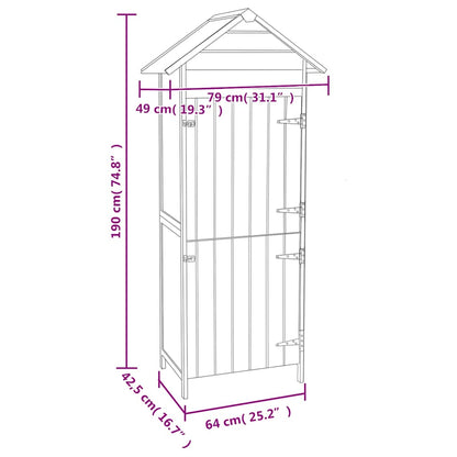 Garden Storage Cabinet Brown 42.5x64x190 cm