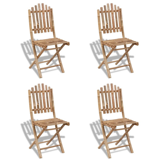 Garden Chair | Set of 4 | Natural Bamboo | Solid Bamboo | Medium