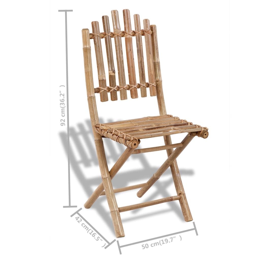 Garden Chair | Set of 4 | Natural Bamboo | Solid Bamboo | Medium