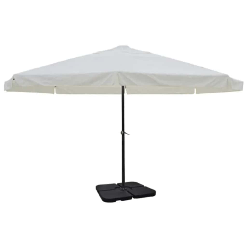 Aluminium Garden Parasol with Portable Base White