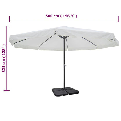 Aluminium Garden Parasol with Portable Base White