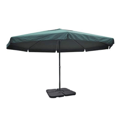 Aluminium Garden Parasol with Portable Base Green