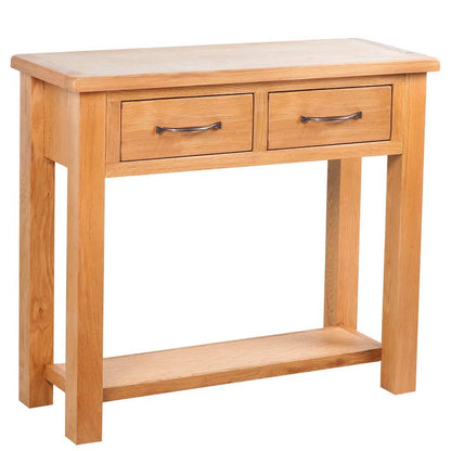241675 vidaXL Console Table with 2 Drawers 83x30x73 cm Solid Oak Wood