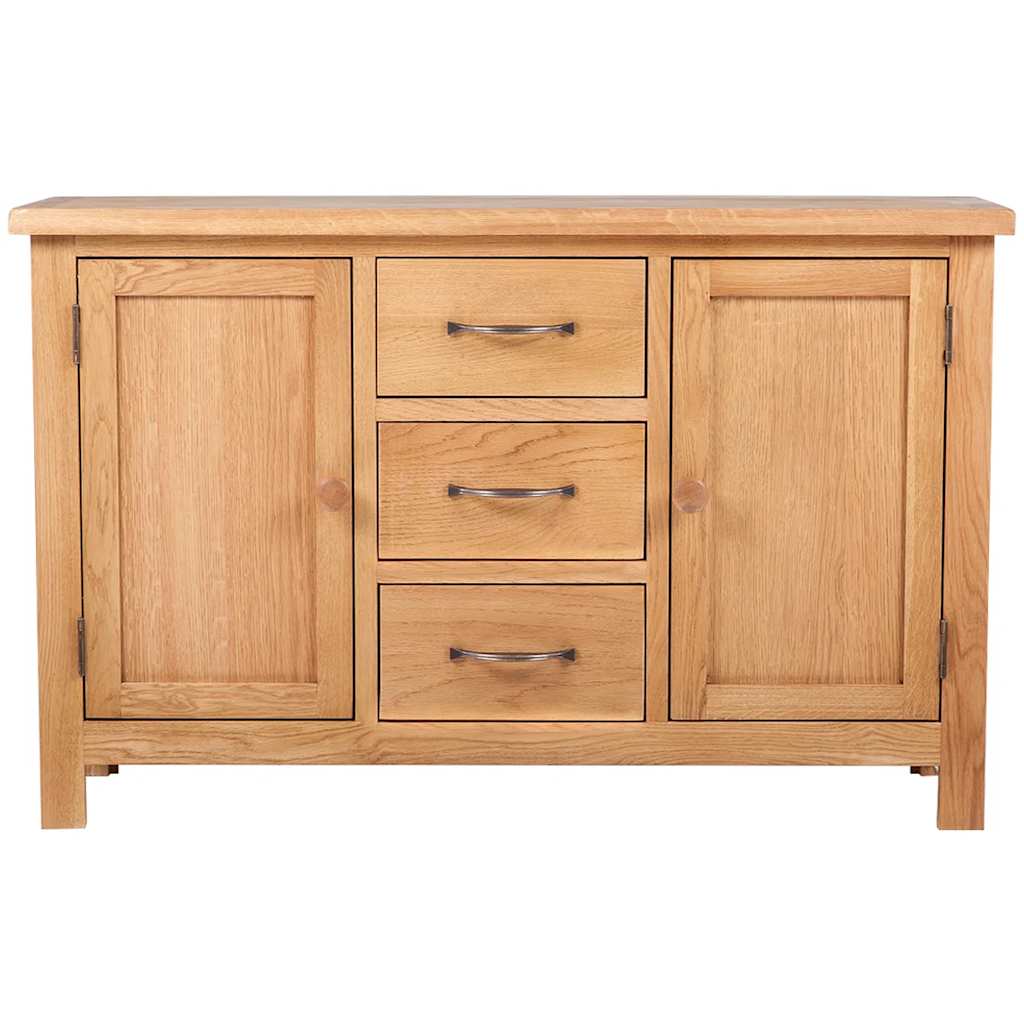 241677 vidaXL Sideboard with 3 Drawers 110x33,5x70 cm Solid Oak Wood