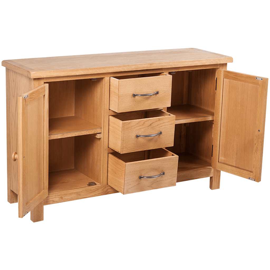 241677 vidaXL Sideboard with 3 Drawers 110x33,5x70 cm Solid Oak Wood