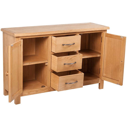 241677 vidaXL Sideboard with 3 Drawers 110x33,5x70 cm Solid Oak Wood