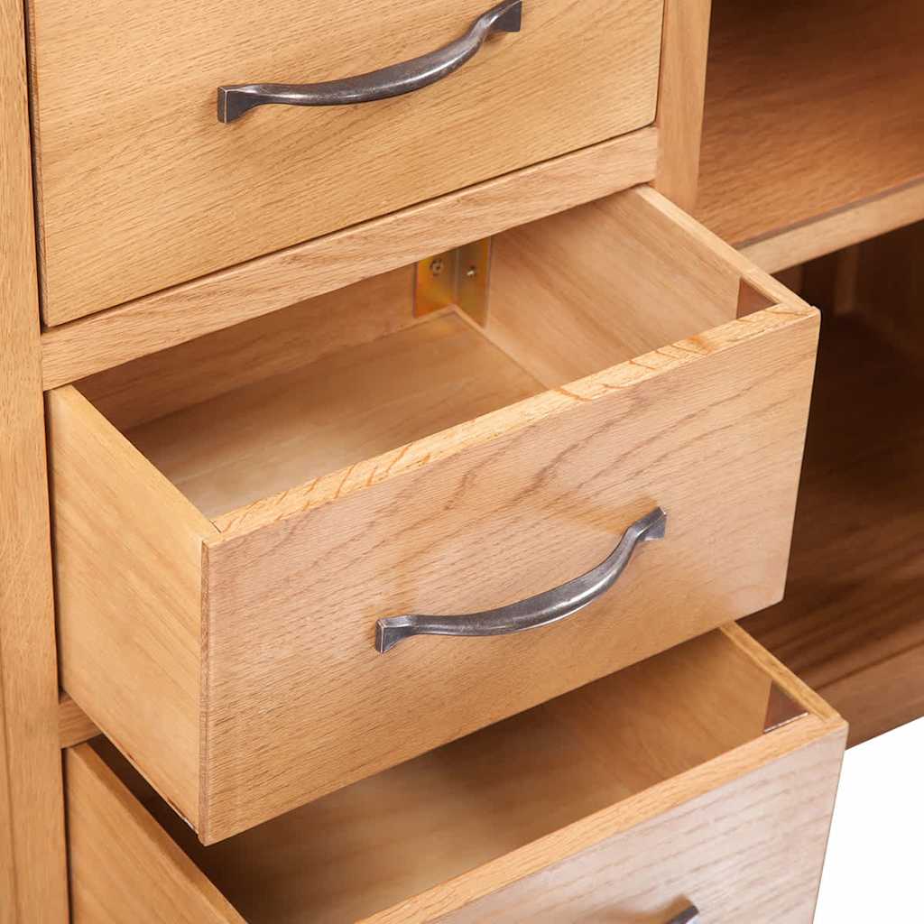 241677 vidaXL Sideboard with 3 Drawers 110x33,5x70 cm Solid Oak Wood