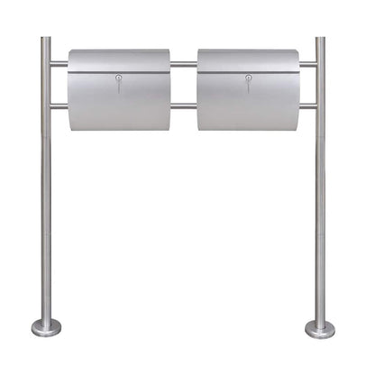 Double Mailbox on Stand Stainless Steel
