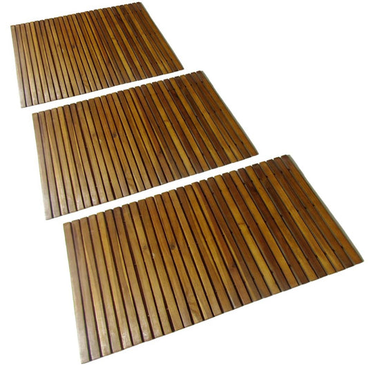 Bath Mat | Set of 3 | Natural Acacia | Acacia Hardwood | 80 x 50 cm