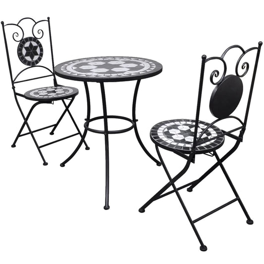 Patio Furniture | Black and White | Powder-coated iron and ceramic
