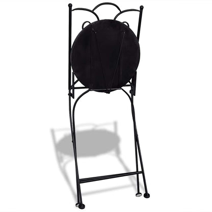 3 Piece Bistro Set Ceramic Tile Black and White