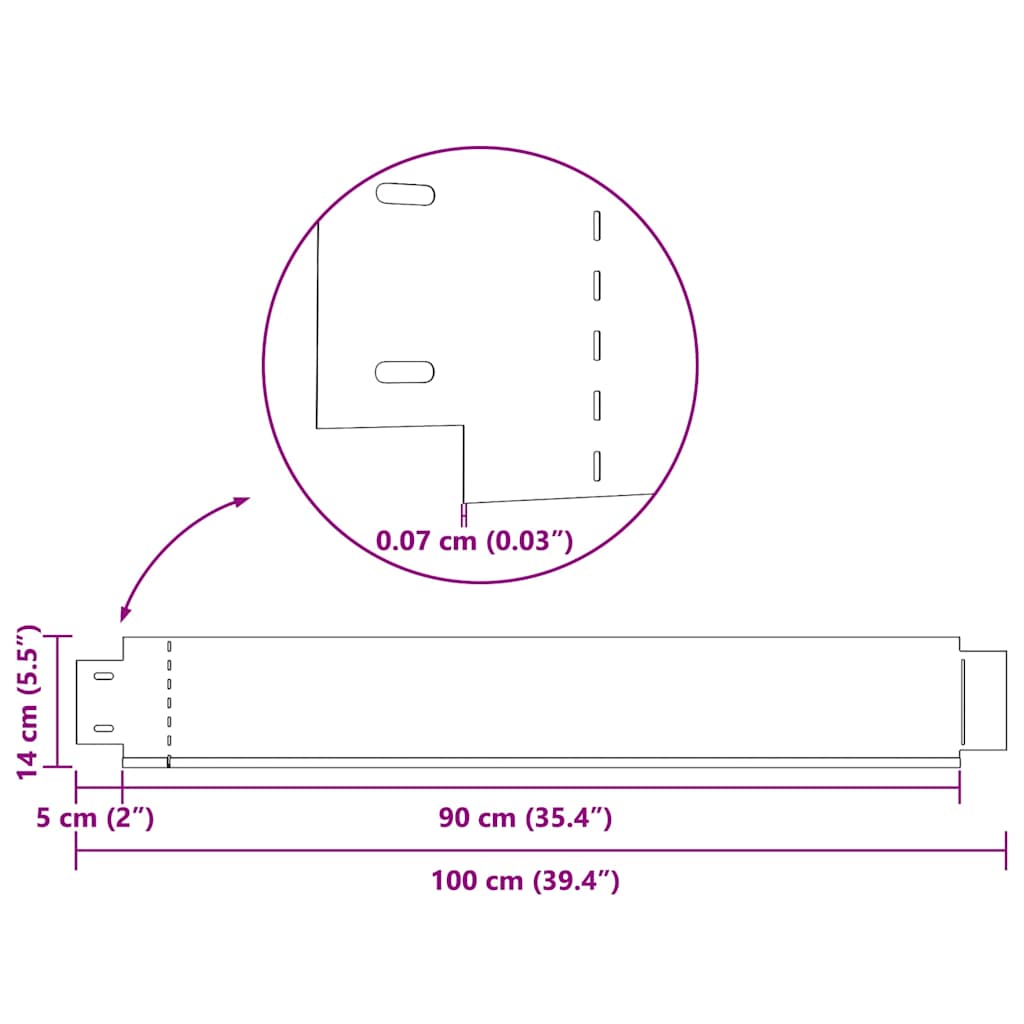 Set of 20 Flexible Lawn Fence Galvanised Steel 100 x 14 cm