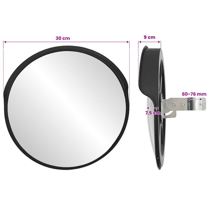 141679 vidaXL Convex Traffic Mirror PC Plastic Black 30 cm Outdoor