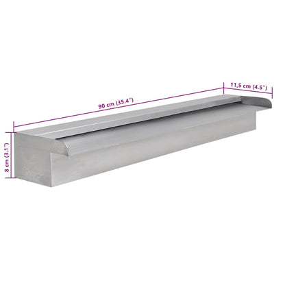 41668 Rectangular Waterfall Pool Fountain Stainless Steel 90 cm