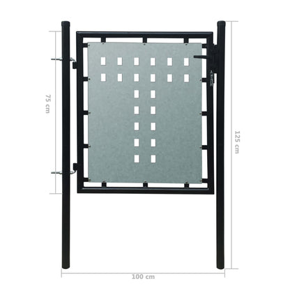 Black Single Door Fence Gate 100x75 cm