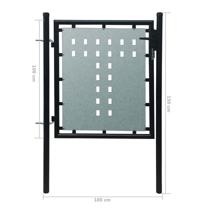 Black Single Door Fence Gate 100x100 cm
