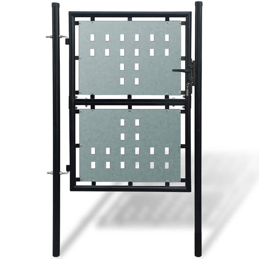 Black Single Door Fence Gate 100x125 cm