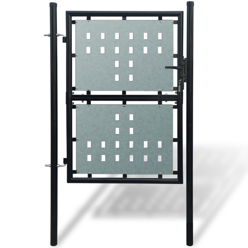 Black Single Door Fence Gate 100x200 cm