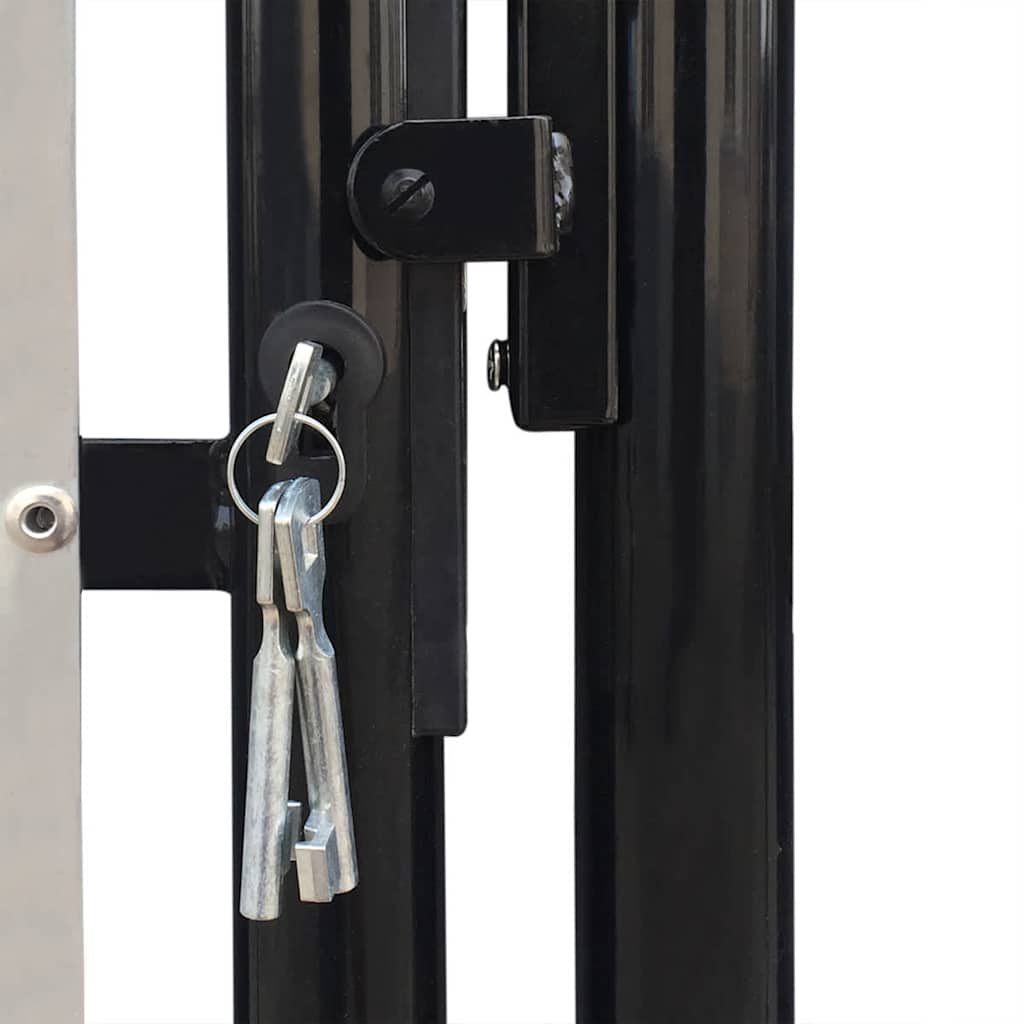 Black Single Door Fence Gate 100x200 cm