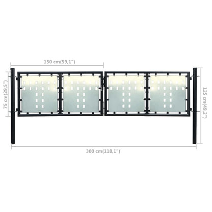 Black Single Door Fence Gate 300x75 cm