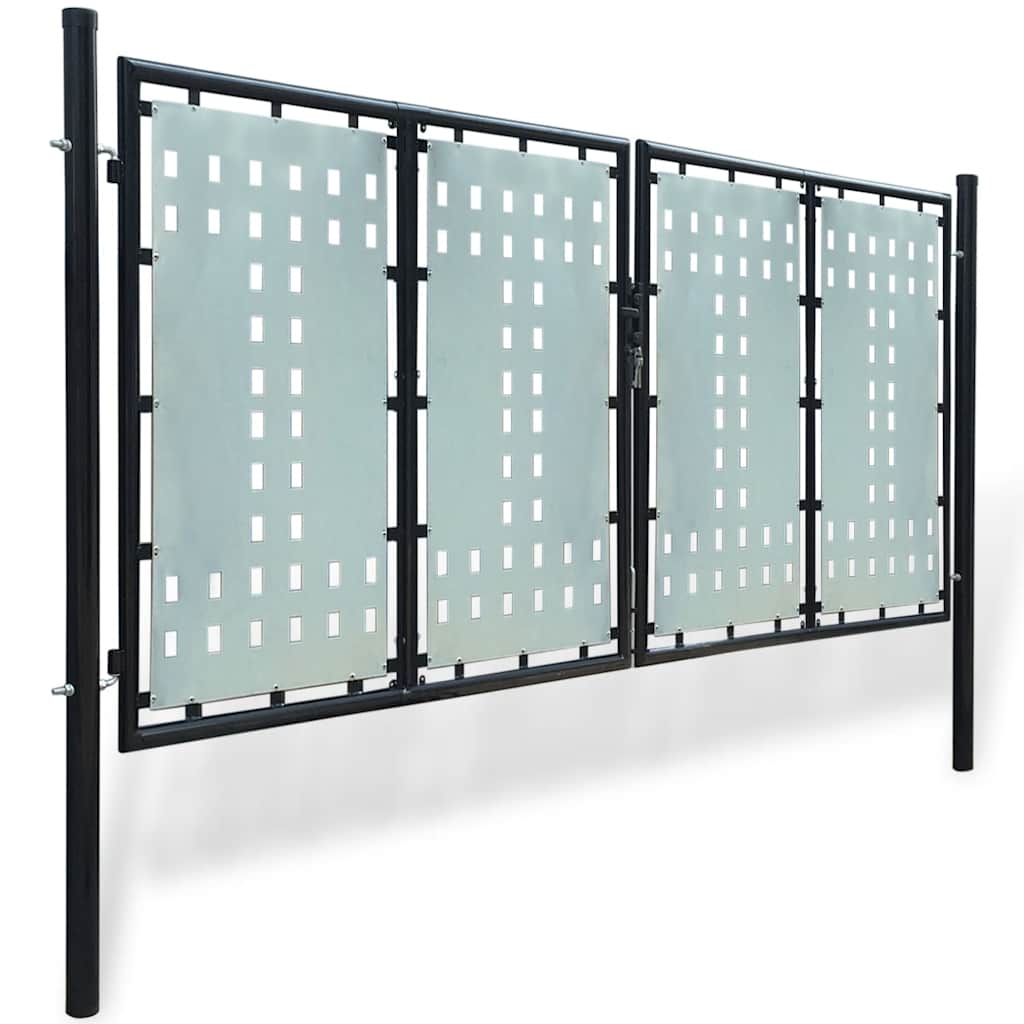 141692 vidaXL Black Single Door Fence Gate 300x125 cm