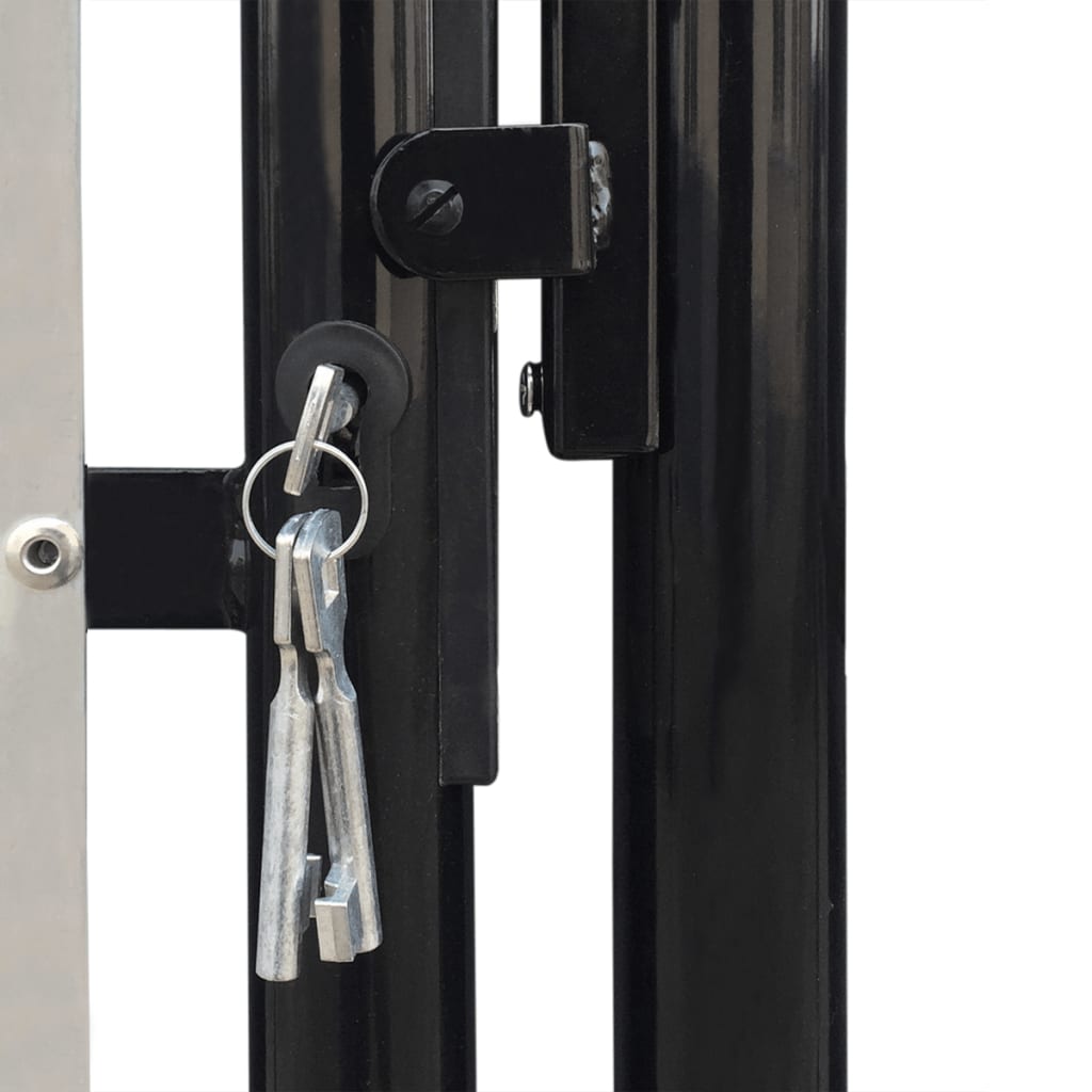 Black Single Door Fence Gate 300x125 cm