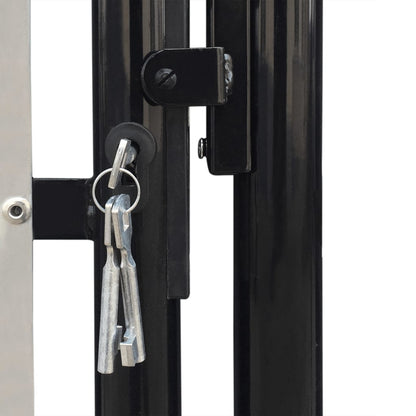 Black Single Door Fence Gate 300x125 cm