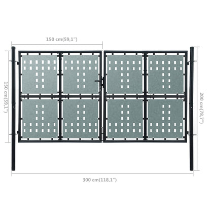 Black Single Door Fence Gate 300x150 cm