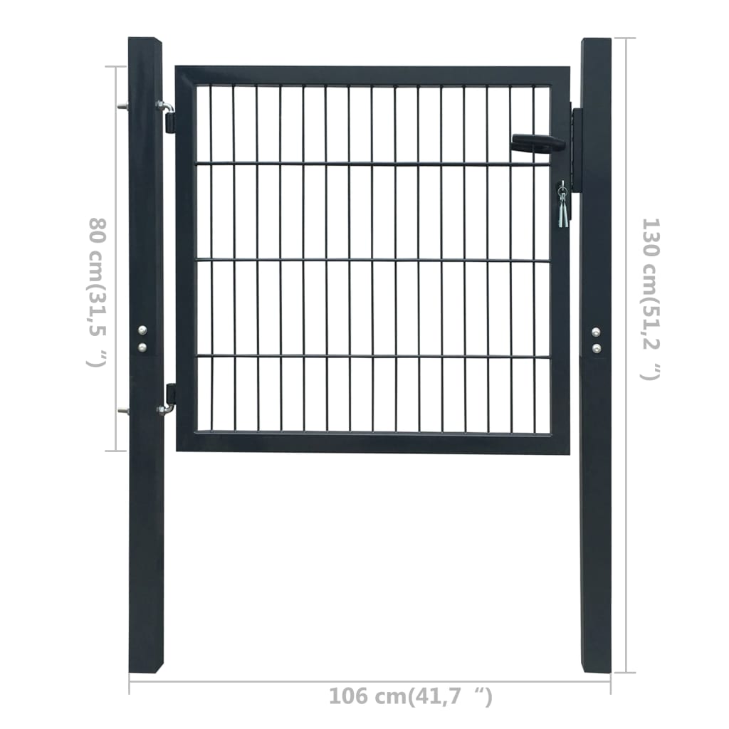 2D Fence Gate (Single) Anthracite Grey 100x80 cm