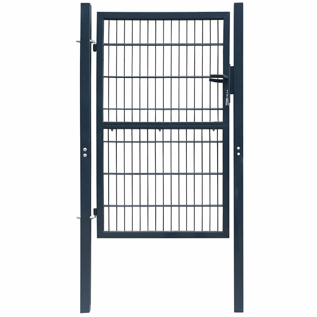 141743 vidaXL 2D Fence Gate (Single) Anthracite Grey 100x140 cm