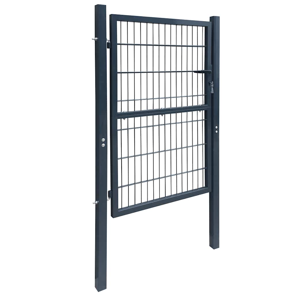 141743 vidaXL 2D Fence Gate (Single) Anthracite Grey 100x140 cm