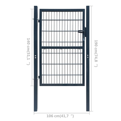 2D Fence Gate (Single) Anthracite Grey 100x140 cm