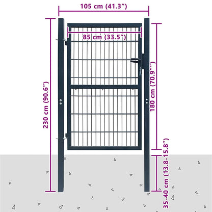 2D Fence Gate (Single) Anthracite Grey 100x180 cm