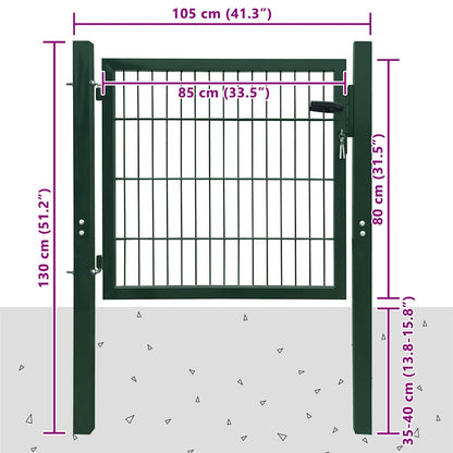 141747 vidaXL 2D Fence Gate (Single) Green 100x80 cm