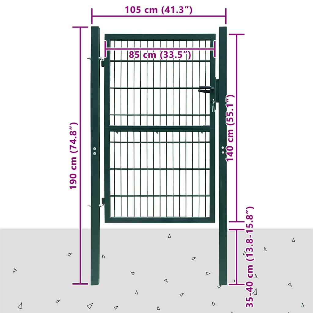 2D Fence Gate (Single) Green 100x140 cm