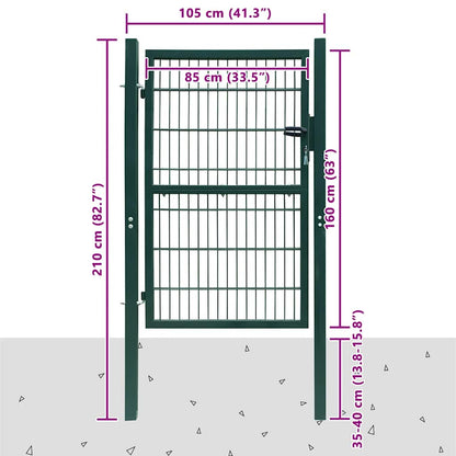 141751 vidaXL 2D Fence Gate (Single) Green 100x160 cm