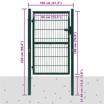 141752 vidaXL 2D Fence Gate (Single) Green 100x180 cm