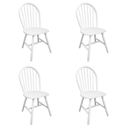 Dining Chairs 4 pcs White Solid Rubber Wood