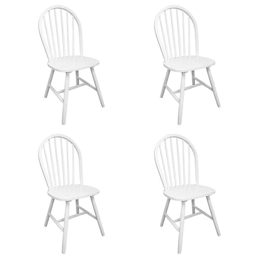 Chair | Set of 4 | White | Solid Rubber Wood | Standard | Durable | Chair