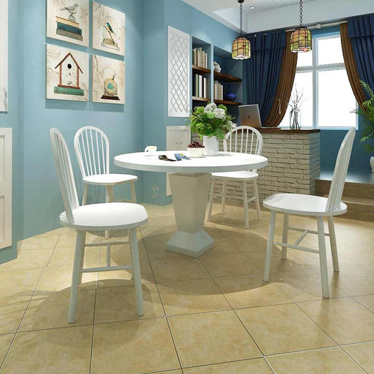 Chair | Set of 4 | White | Solid Rubber Wood | Standard | Durable | Chair