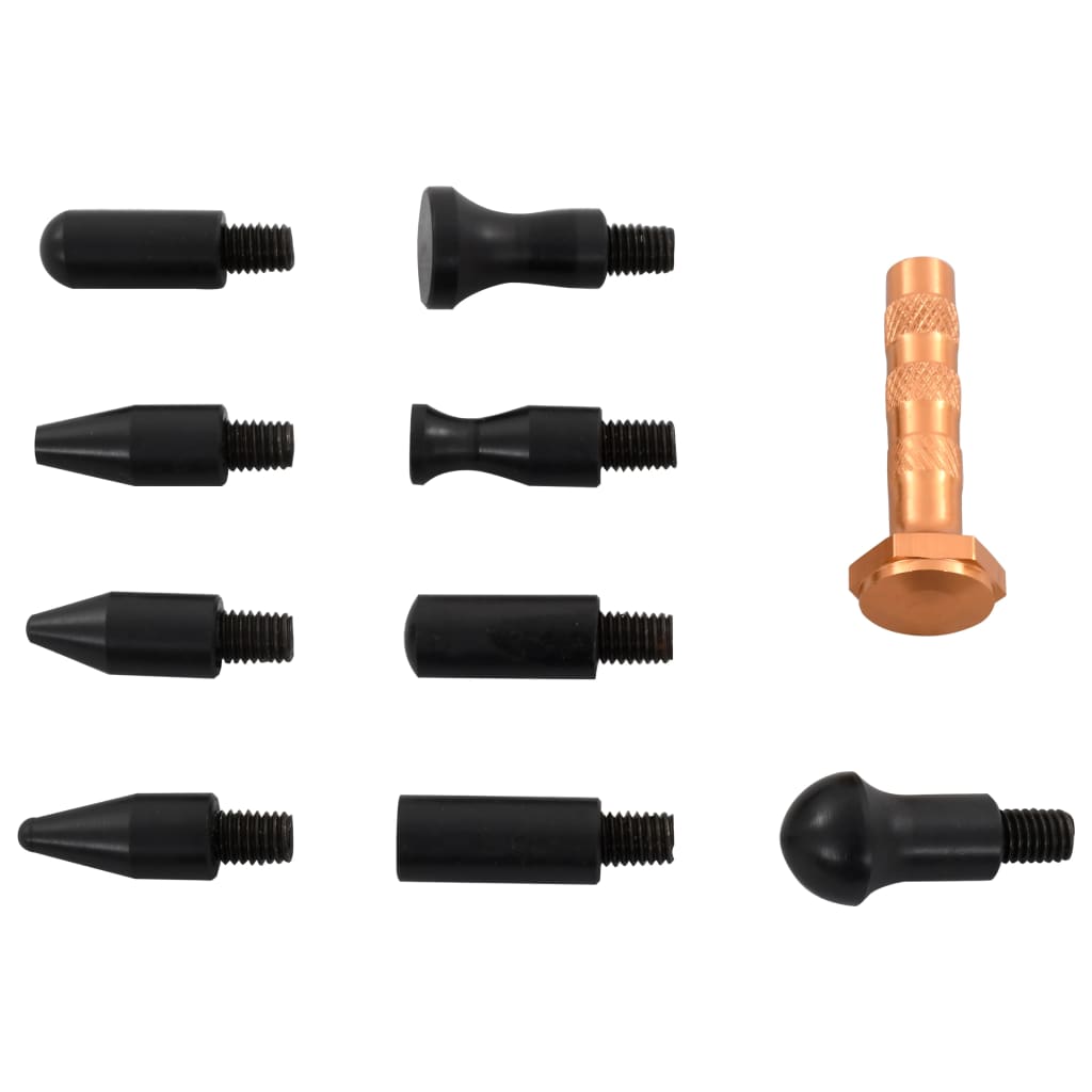 10 Piece Tap Down Tool Set for Paintless Dent Repair showcasing the repair pen and nine interchangeable heads for precise dent removal.