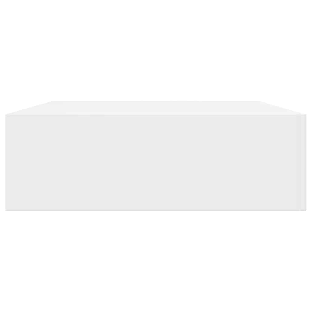 White MDF Floating Wall Display Shelf 1 Drawer Book/DVD Storage
