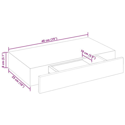 White MDF Floating Wall Display Shelf 1 Drawer Book/DVD Storage
