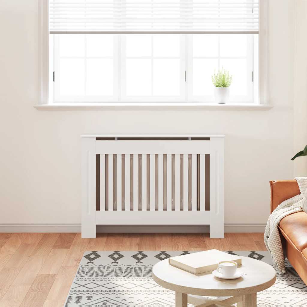 White Radiator Cover Heating Cabinet 112 cm Engineered Wood