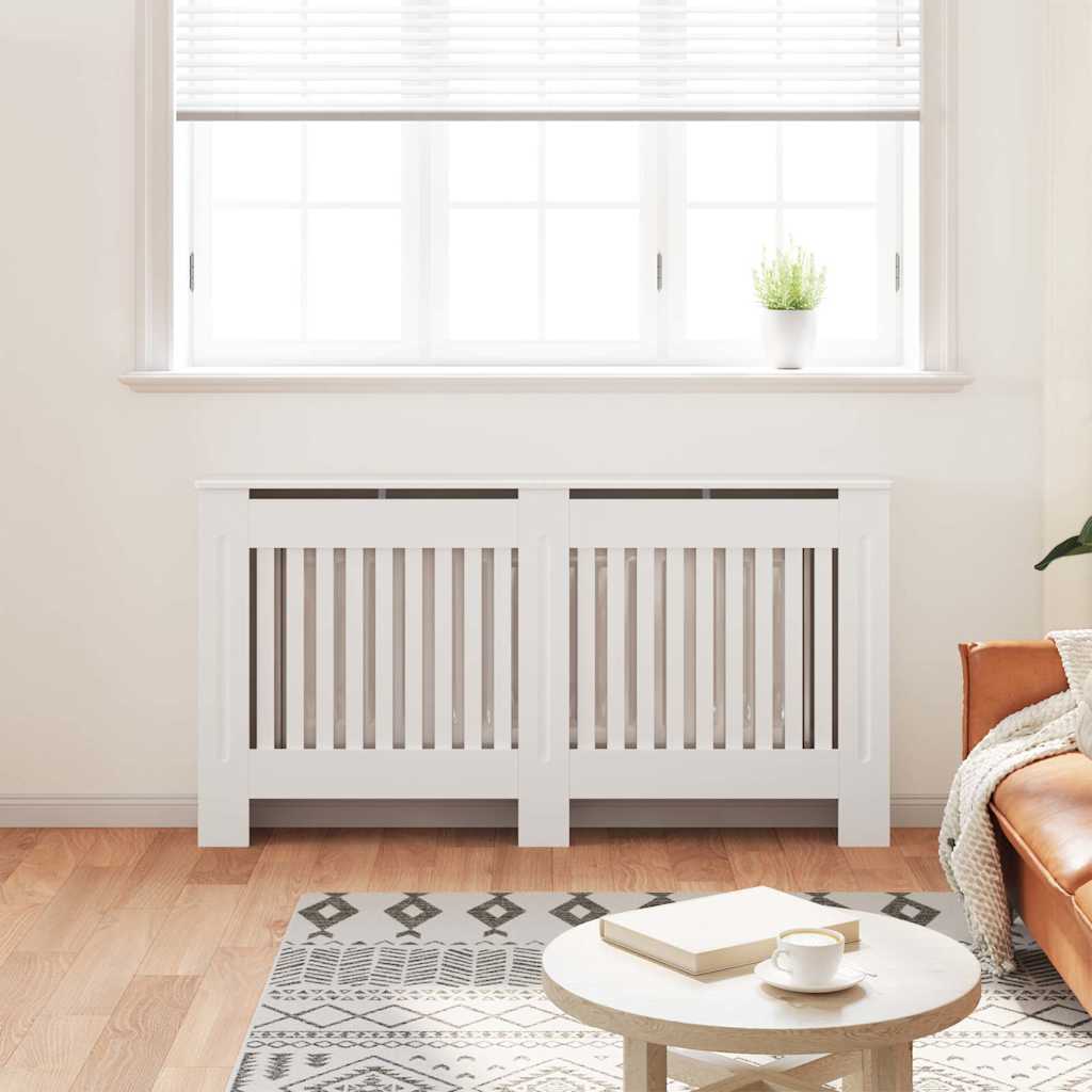 White Radiator Cover Heating Cabinet 152 cm Engineered Wood