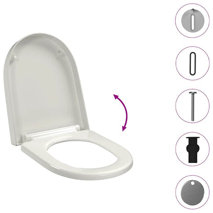 Soft-close Toilet Seat with Quick-release Design White Square