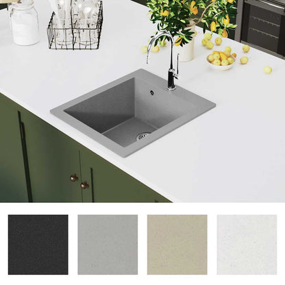 Overmount Kitchen Sink Single Basin Granite Grey