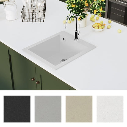 Overmount Kitchen Sink Single Basin Granite White